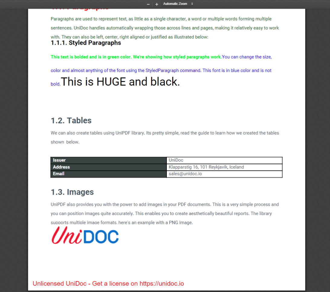 Example of adding images to PDF reports
